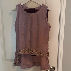 Embellished Purple Sleeveless Top